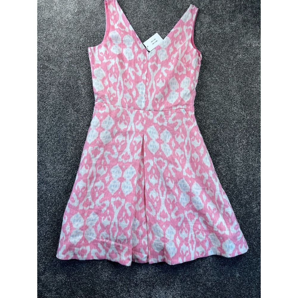 Gap Pink & White Ikat Pattern Sleeveless Linen Dress